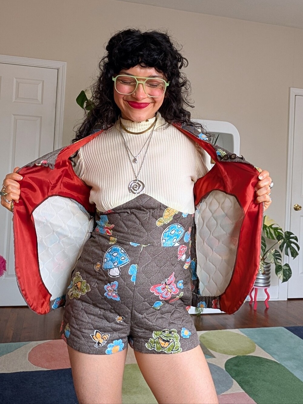 RARE 70s vintage grail quilted matching set - Picture 6 of 8
